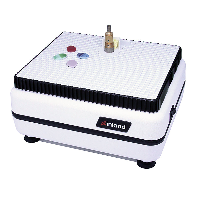 Inland manufacturer photo of the WizCG stained glass grinder with its two grinding bits